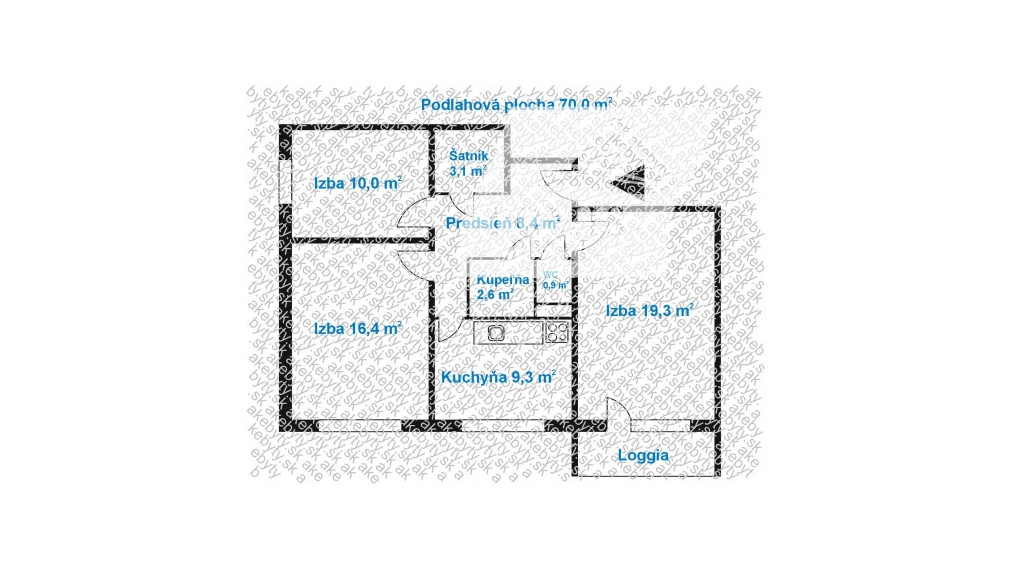 Pekný 3 izbový byt 70m2 s lodžiou a komorou pri OC Galérií Terasa