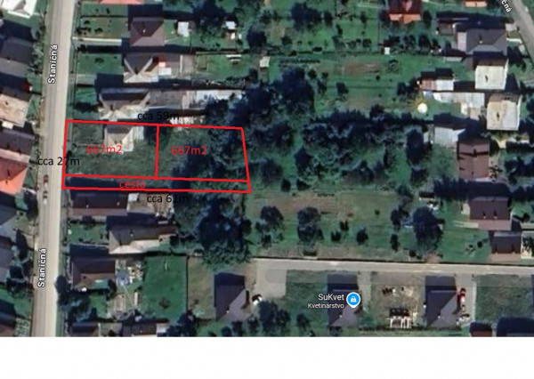 Stavebný pozemok v obci Ruskov vhodný pre dva RD.